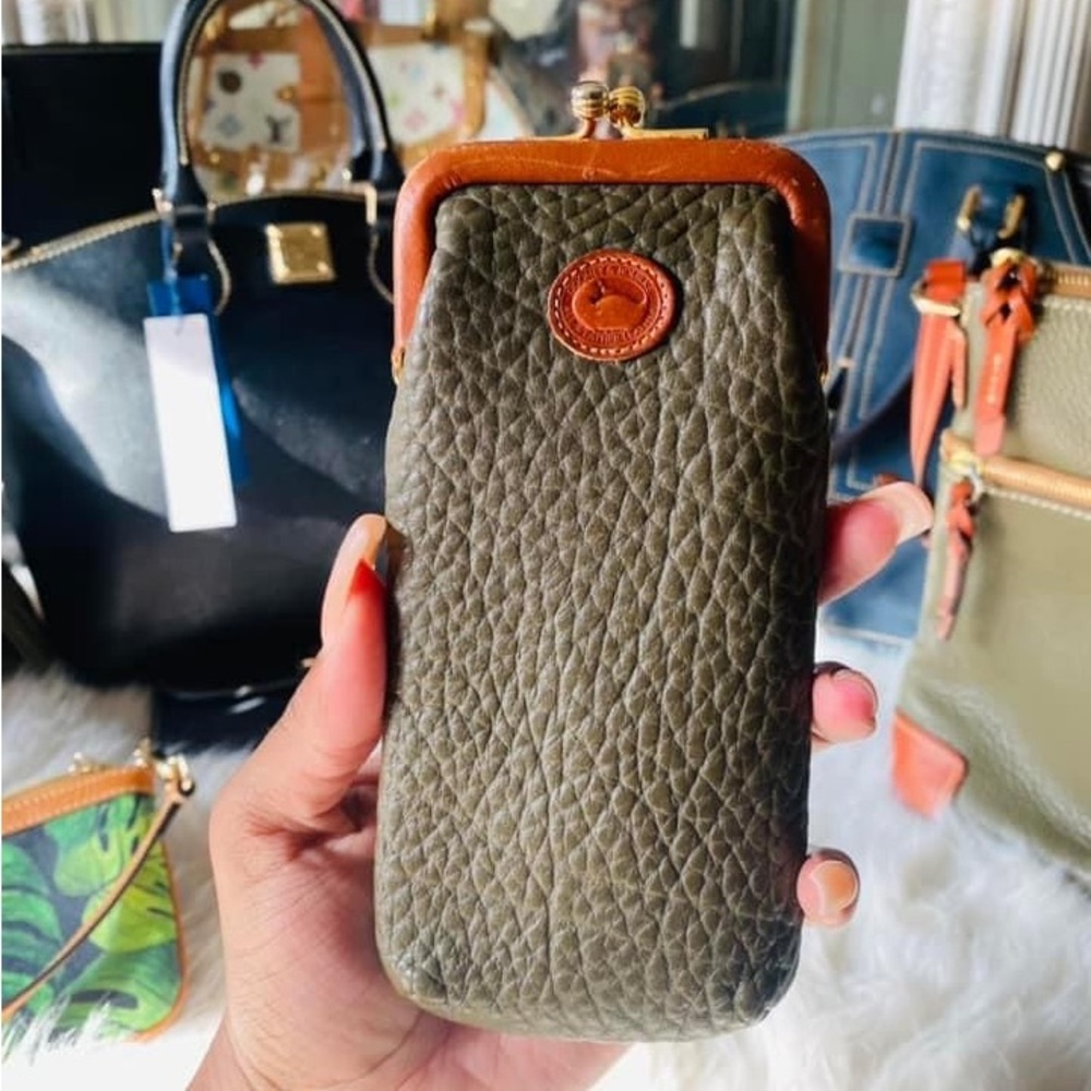 Green & Brown Pebble Leather Sunglasses Case